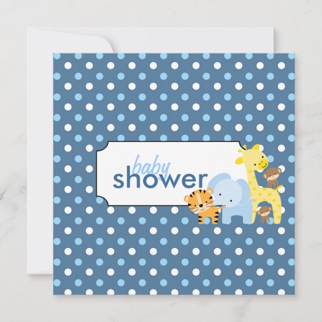 Animaux de la Jungle Baby Boy Douche Invitations (Devant)