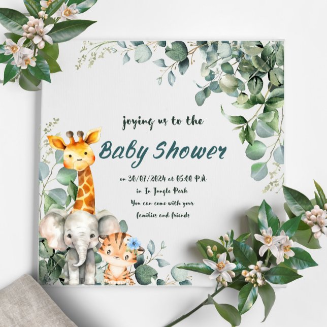 Animaux de la jungle Baby shower garçon Invitation (Créateur téléchargé)
