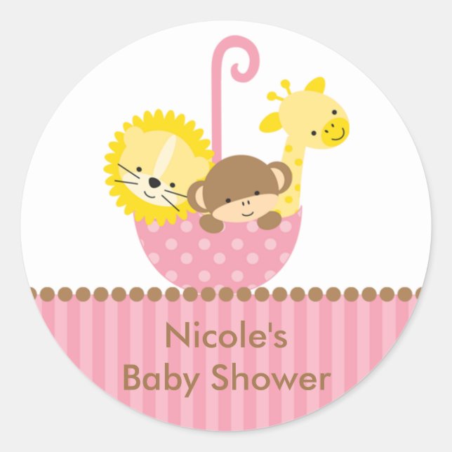 Animaux de la jungle en Stickers Parapluies roses (Devant)
