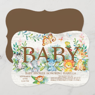 Animaux de la Jungle Neutre Invitation Baby shower