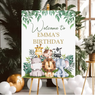 Animaux de la jungle sauvage Affiche de bienvenue