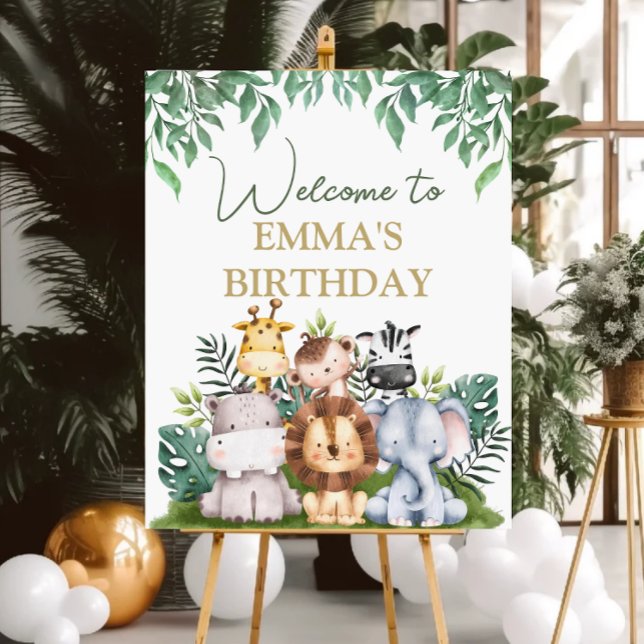 Animaux de la jungle sauvage Affiche de bienvenue  (Créateur téléchargé)