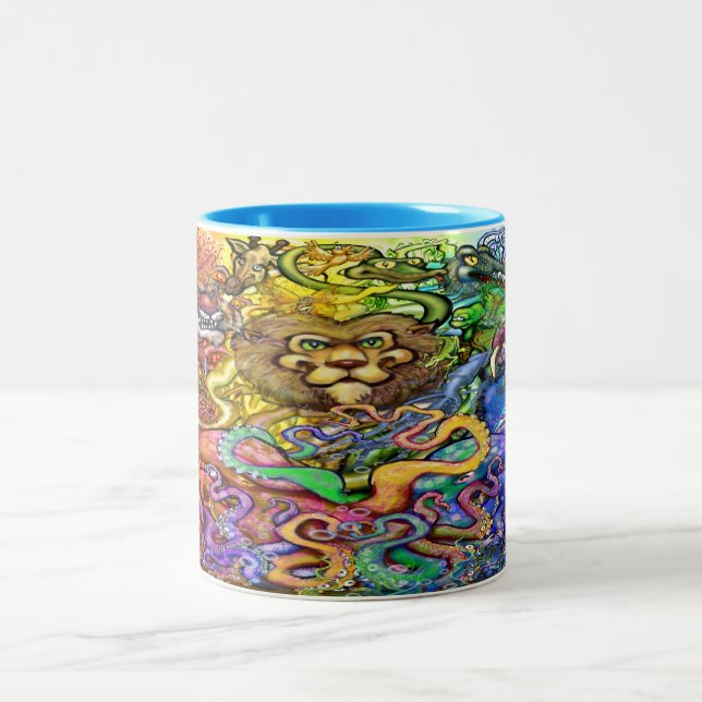 Animaux de la Mug à café à deux tons arc-en-ciel (Centre)