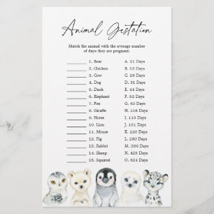 Animaux de l'Arctique Baby shower Animal Gestation