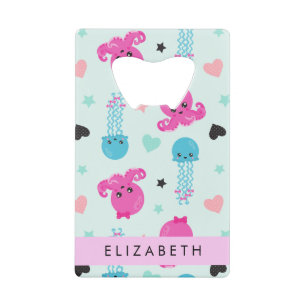 Animaux de mer, poulpe, méduse, Coeurs, Votre nom