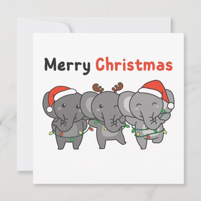 Animaux de Noël Éléphant Éléphants Invitation Joye (Devant)