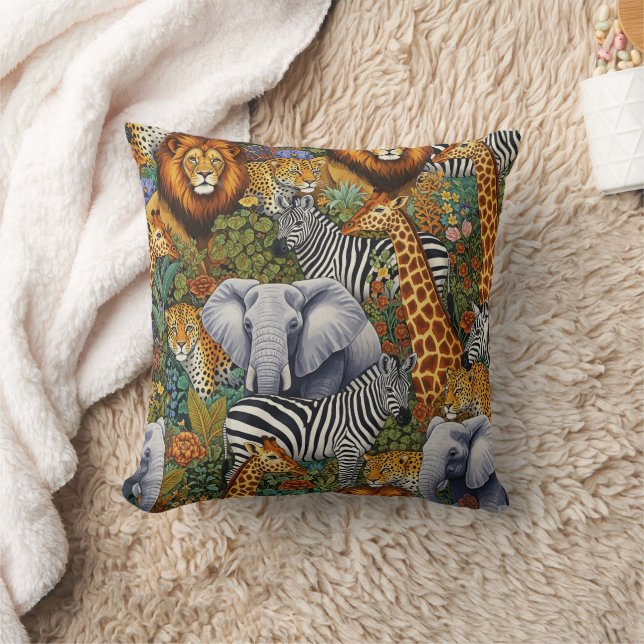Animaux de safari africain Coussin décoratif (Couverture)