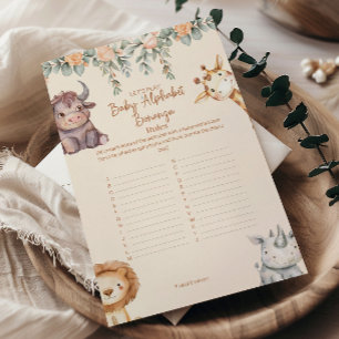 Animaux de Safari Alphabet de Bébé Baby Shower
