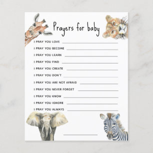 Animaux de safari aquarelle - prières pour bébé