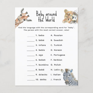 Animaux de safari - bébé autour du monde jeu