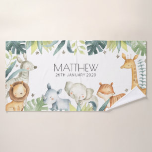 Animaux de safari colorés serviette personnalisée