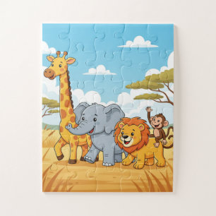 Animaux de Safari Enfants Puzzle Éléphant Girafe