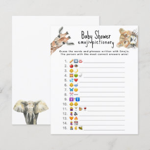 Animaux de safari - Jeu d'images Emoji Baby Shower