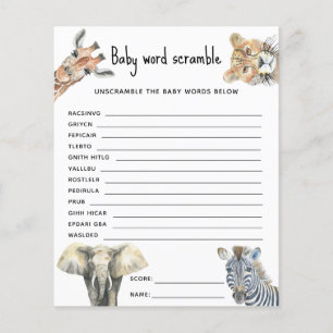 Animaux de safari - Mots mêlés pour bébé
