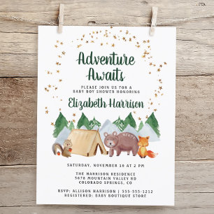 Animaux des bois Aventure Baby shower Invitation