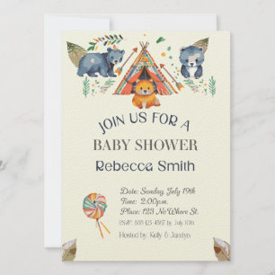 Animaux des bois Baby shower Boho Invitation