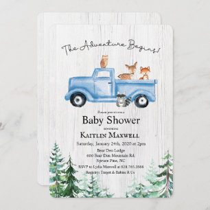Animaux des bois Baby shower de camion Invitation
