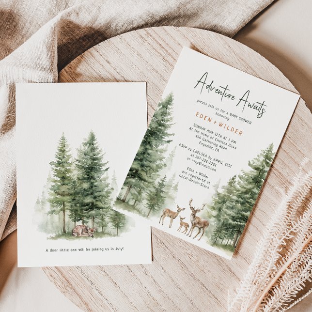Animaux des bois Baby showers cerfs Invitation (Créateur téléchargé)