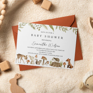 Animaux des bois Invitation au Baby shower de prin