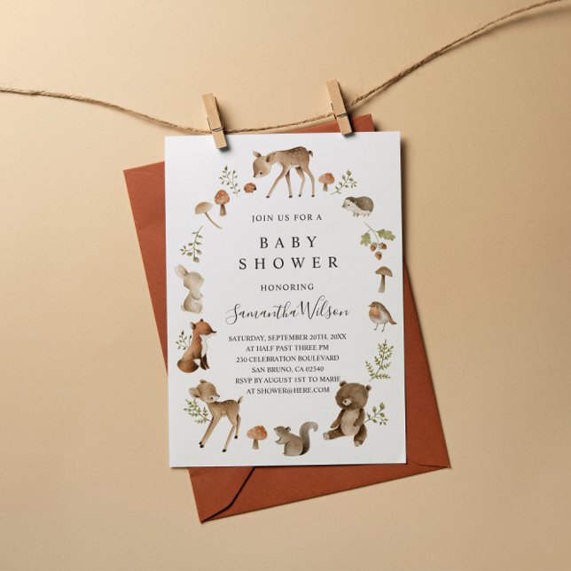 Animaux des bois Invitation au Baby shower de prin (Créateur téléchargé)