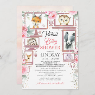 Animaux des bois Invitation au Baby shower virtuel
