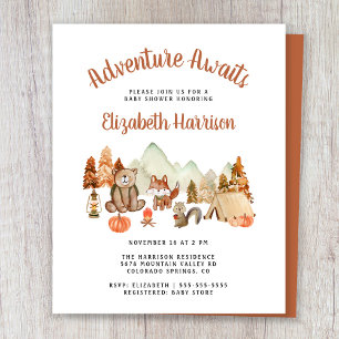Animaux des bois Invitation Baby shower d'automne