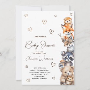 Animaux des bois Invitation Baby shower moderne