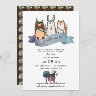 Animaux des bois Invitation Baby shower Tribal