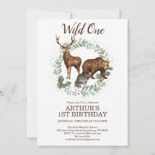 Animaux des bois Invitation d'anniversaire, Wild O