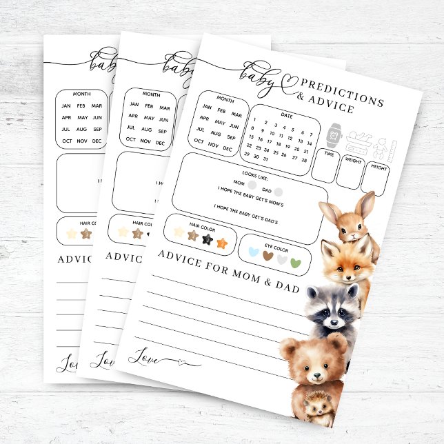 Animaux des bois Jeu de prédictions de Baby shower (Créateur téléchargé)