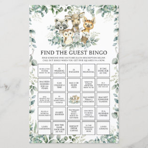 Animaux des Bois Végétation Trouvez l'invité Bingo