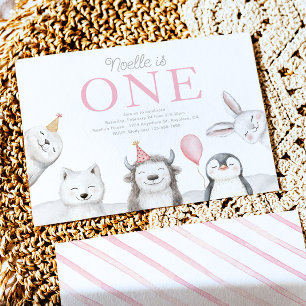 Animaux d'hiver 1er anniversaire Invitation