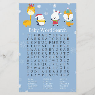 Animaux d'hiver Baby shower Word Search Jeu