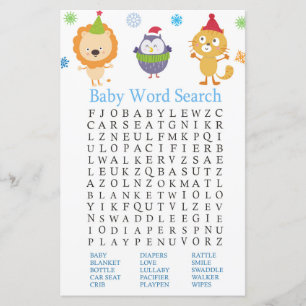 Animaux d'hiver Baby shower Word Search Jeu