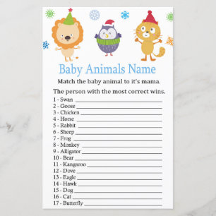 Animaux d'hiver Bébé Animaux Nom baby shower de je