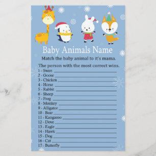 Animaux d'hiver Bébé Animaux Nom baby shower de je