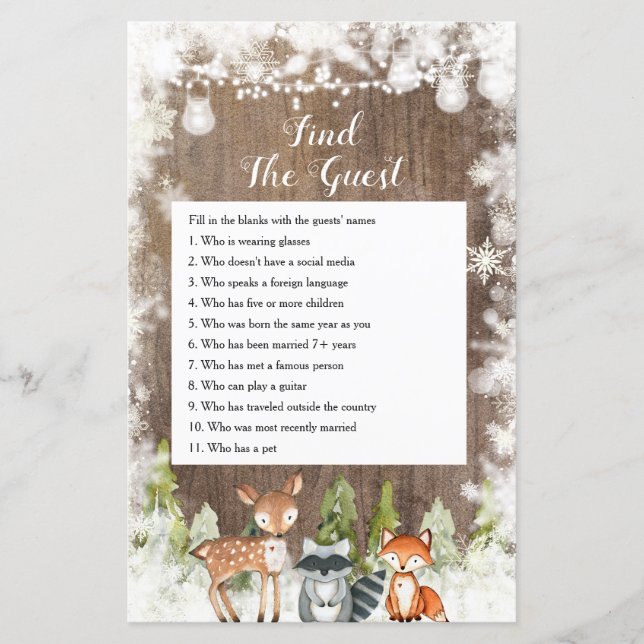 Animaux d'hiver Flammes de neige en bois Trouvez l (Devant)