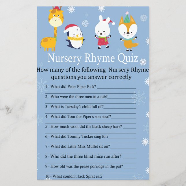 Animaux d'hiver Nursery Rhyme Quiz jeu de baby sho (Devant)