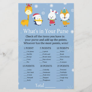 Animaux d'hiver Qu'y a-t-il dans votre sac à main