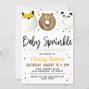 Animaux Donut Baby Sprinkw Douche Invitation