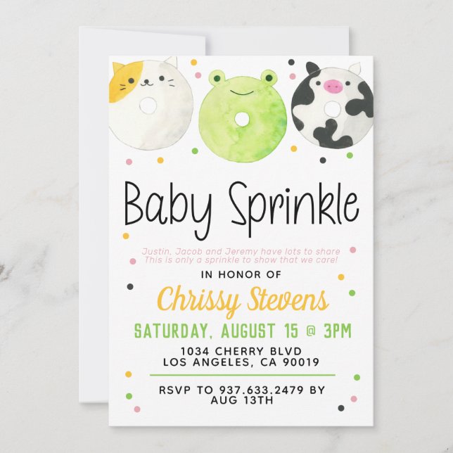 Animaux Donut Baby Sprinkw Douche Invitation (Devant)