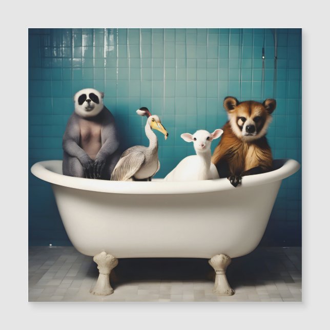 Animaux drôles dans la salle de bain (Devant)