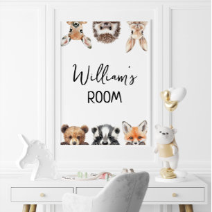 Animaux en bois mignons Baby Nursery Room Poster