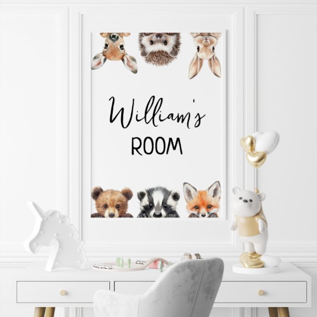 Animaux en bois mignons Baby Nursery Room Poster (Cute Woodland Animals Baby Nursery Room Poster)