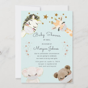 animaux face masque Baby shower par mail invitatio