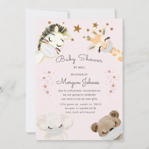 animaux face masque Baby shower par mail invitatio