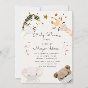 animaux face masque Baby shower par mail invitatio