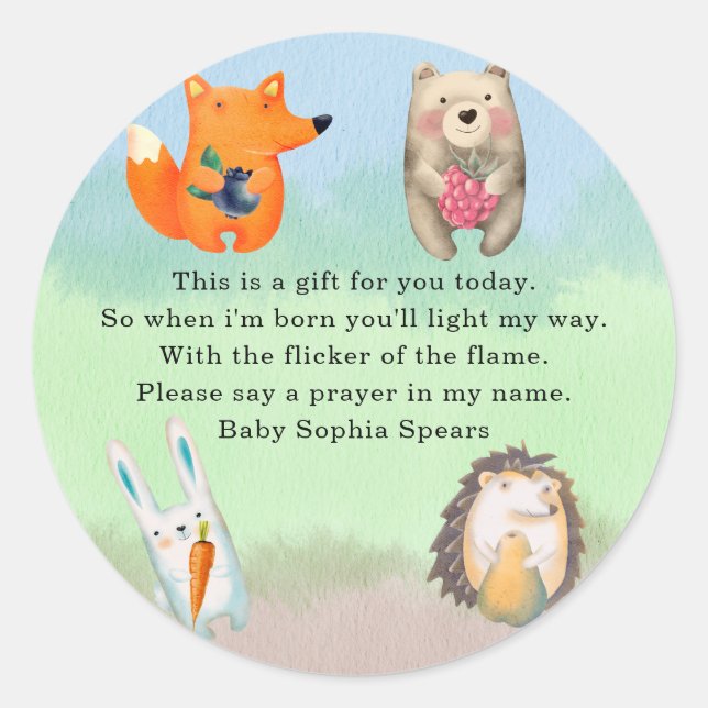 Animaux forestiers - étiquette de la bougie de pri (Devant)