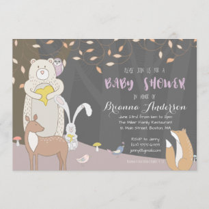Animaux forestiers - Invitation au Baby shower des