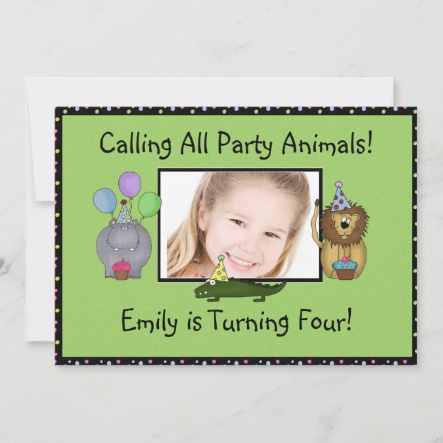 Animaux Invitation à la fête d'anniversaire (Devant)